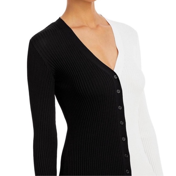 New Staud Shoko Black and White Colorblocked Midi Dress, M - Picture 5 of 5